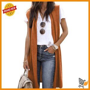 Sleeveless Knit Cardigan Duster Vest Lightweight Open Front Layering